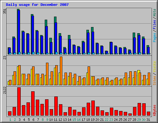 Daily usage for December 2007