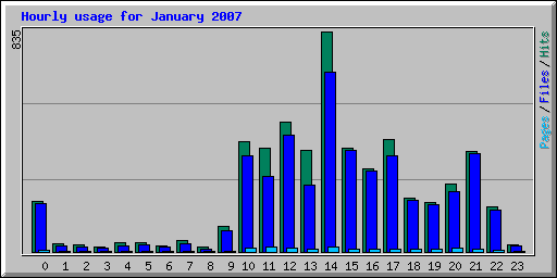Hourly usage for January 2007