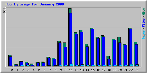 Hourly usage for January 2008