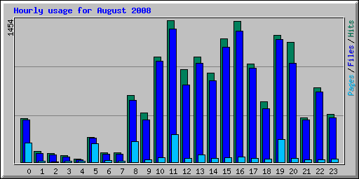 Hourly usage for August 2008